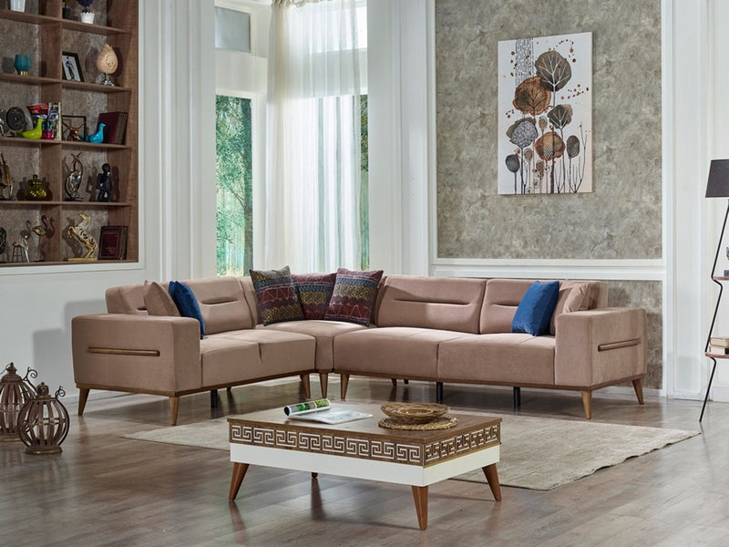 Odesa 122" Wide Square Arm Extendable Sectional - Gate FurnitureSectional