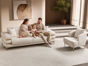Odessa  3-pieces (Sofa & Loveseat & Chair) Livingroom Set - Gold in Cream - 200-ST-ODE-ISTANBUL01-321