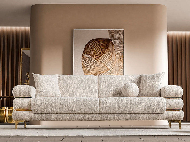Odessa  3-pieces (Sofa & Loveseat & Chair) Livingroom Set - Gold in Cream - 200-ST-ODE-ISTANBUL01-321