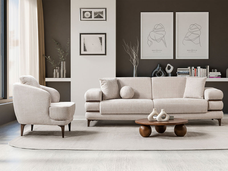 Odessa  3-pieces (Sofa & Loveseat & Chair) Livingroom Set - Gold in Cream - 200-ST-ODE-ISTANBUL01-321