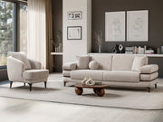 Odessa  3-pieces (Sofa & Loveseat & Chair) Livingroom Set - Walnut in Cream - 200-ST-ODE-CREMONA06-321
