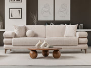 Odessa  3-pieces (Sofa & Loveseat & Chair) Livingroom Set - Walnut in Cream - 200-ST-ODE-CREMONA06-321