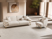 Odessa  3-pieces (Sofa & Loveseat & Chair) Livingroom Set - Walnut in Cream - 200-ST-ODE-CREMONA06-321