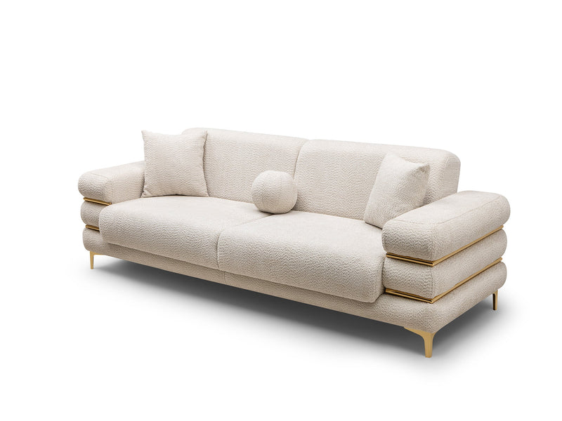 Odessa  3-pieces (Sofa & Loveseat & Chair) Livingroom Set - Walnut in Cream - 200-ST-ODE-CREMONA06-321
