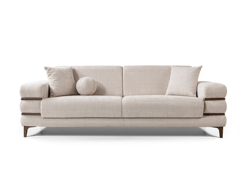 Odessa  3-pieces (Sofa & Loveseat & Chair) Livingroom Set - Walnut in Cream - 200-ST-ODE-CREMONA06-321