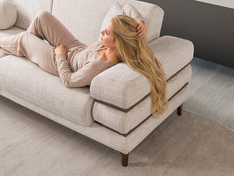 Odessa  3-pieces (Sofa & Loveseat & Chair) Livingroom Set - Walnut in Cream - 200-ST-ODE-CREMONA06-321