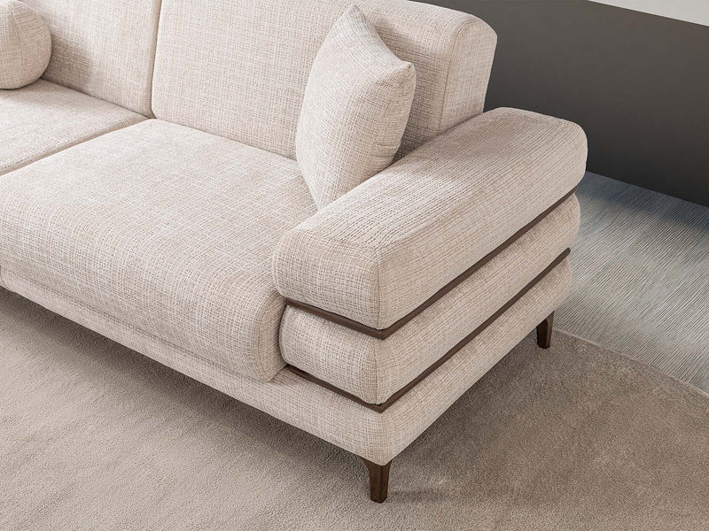 Odessa  3-pieces (Sofa & Loveseat & Chair) Livingroom Set - Walnut in Cream - 200-ST-ODE-CREMONA06-321
