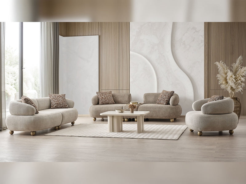 Odessa Al 4-pieces (1 Sofa & 1 Module Sofa & 2 Chair) Livingroom in Cream - 200-ALT-ODE-33M11