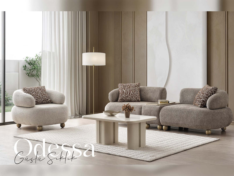 Odessa Al 4-pieces (1 Sofa & 1 Module Sofa & 2 Chair) Livingroom in Cream - 200-ALT-ODE-33M11