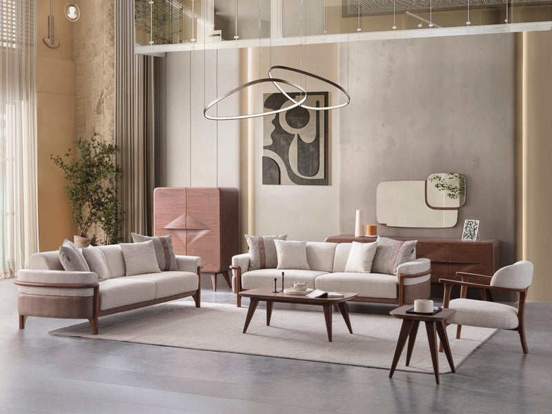 Odin 4-pieces (4 Seater Sofa &  3 Seater Sofa & 2 Chair) Livingroom Set Cream in Cream - 101-ODI-FOX01-4311