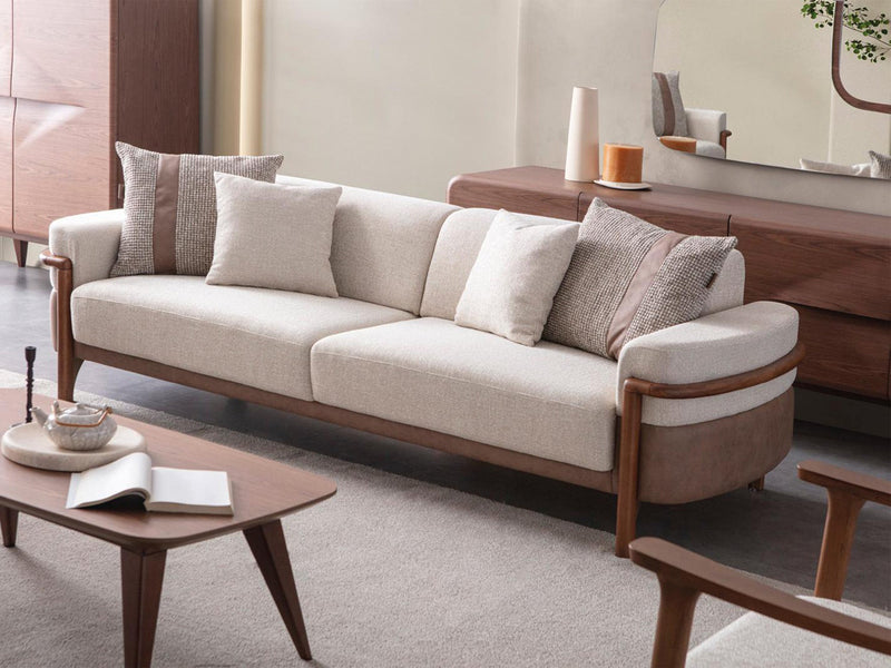 Odin 4-pieces (4 Seater Sofa &  3 Seater Sofa & 2 Chair) Livingroom Set Cream in Cream - 101-ODI-FOX01-4311
