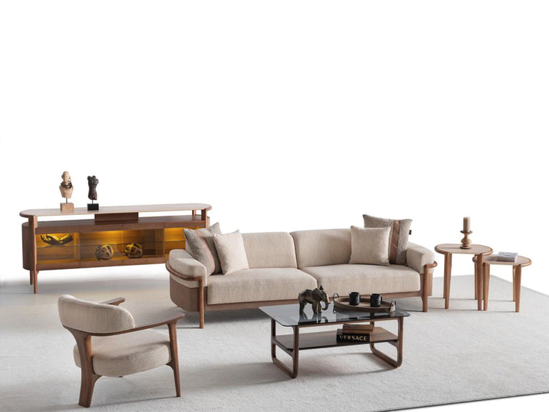 Odin 4-pieces (4 Seater Sofa &  3 Seater Sofa & 2 Chair) Livingroom Set Cream in Cream - 101-ODI-FOX01-4311