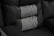 Ohio - Black & Gray Manual Recliner Sectional with Storage Console, Power Source, USB Charger, Cup Holder - S647-Sectional
