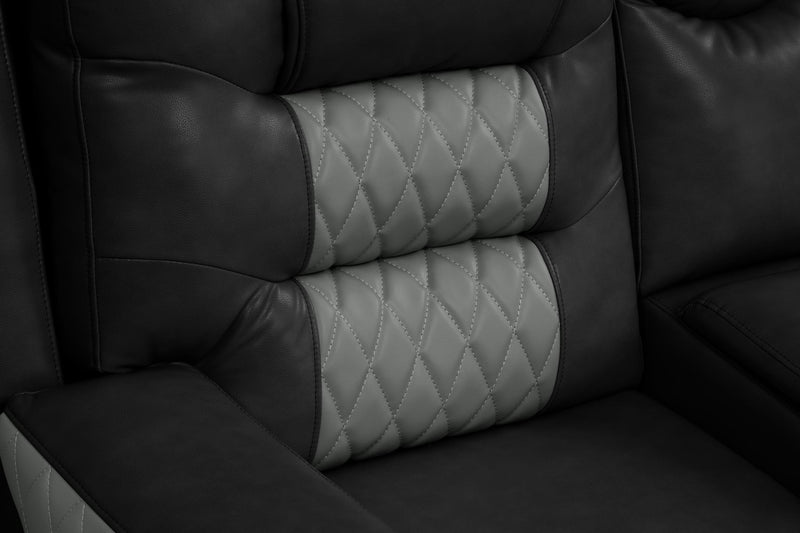 Ohio - Black & Gray Manual Recliner Sectional with Storage Console, Power Source, USB Charger, Cup Holder - S647-Sectional