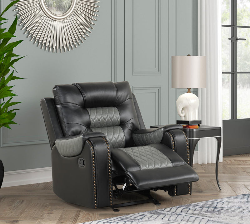 Ohio - Black & Gray Manual Rocker Recliner - L647-R