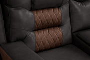 Ohio - Brown & Brown Manual Recliner Sectional with Storage Console, Power Source, USB Charger, Cup Holder - S646-Sectional