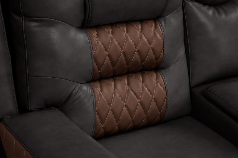 Ohio - Brown & Brown Manual Recliner Sectional with Storage Console, Power Source, USB Charger, Cup Holder - S646-Sectional