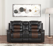 Ohio - Brown Manual Recliner Loveseat with Storage Console, Power Source and Cup Holder - L646-L