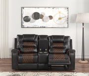 Ohio - Brown Manual Recliner Loveseat with Storage Console, Power Source and Cup Holder - L646-L