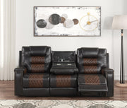 Ohio - Brown Manual Recliner Sofa with Drop-Down Table, Wireless Charger, Power Source, USB Charger and Cup Holder - L646-S