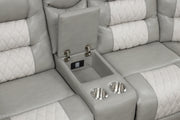Ohio - Gray & Ice Manual Recliner Sectional with Storage Console, Power Source, USB Charger, Cup Holder - S648-Sectional