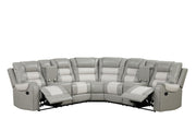 Ohio - Gray & Ice Manual Recliner Sectional with Storage Console, Power Source, USB Charger, Cup Holder - S648-Sectional