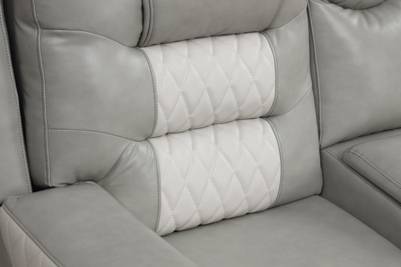 Ohio - Gray & Ice Manual Recliner Sectional with Storage Console, Power Source, USB Charger, Cup Holder - S648-Sectional