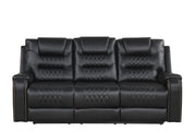 Ohio - Gray & Ice Manual Recliner Sofa with Drop-Down Table, Wireless Charger, Power Source, USB Charger and Cup Holder - L648-S