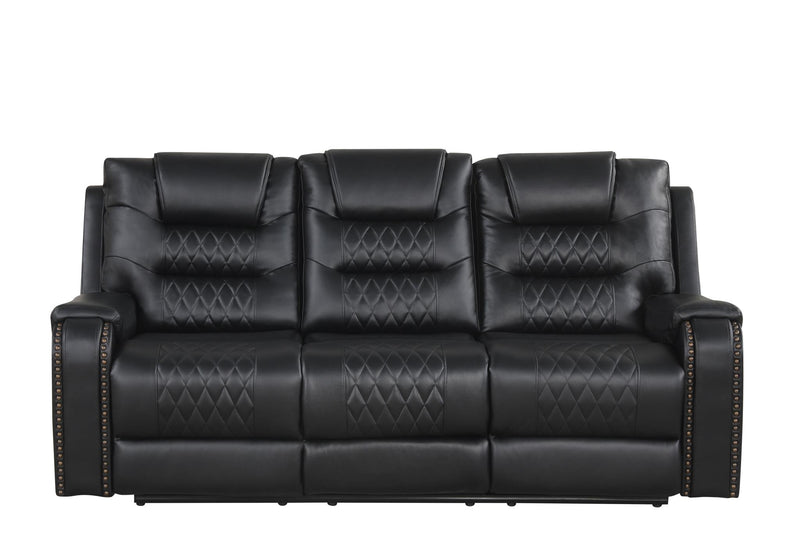 Ohio - Gray & Ice Manual Recliner Sofa with Drop-Down Table, Wireless Charger, Power Source, USB Charger and Cup Holder - L648-S