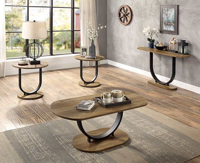 Olbia Rustic Oak/Sand Black Sofa Table - CM4199A-S