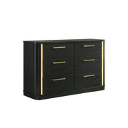 Olen - 6 Drawers Black Dresser with LED Light - B312-D