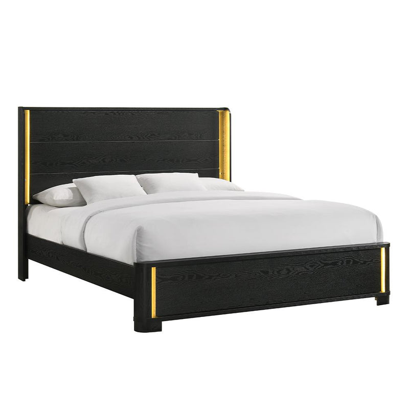 Olen - Black Panel King Bed with LED Light - B312-K-Bed