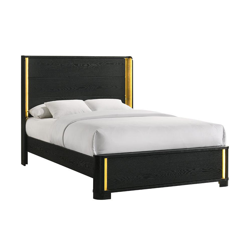 Olen - Black Panel Queen Bed with LED Light - B312-Q-Bed