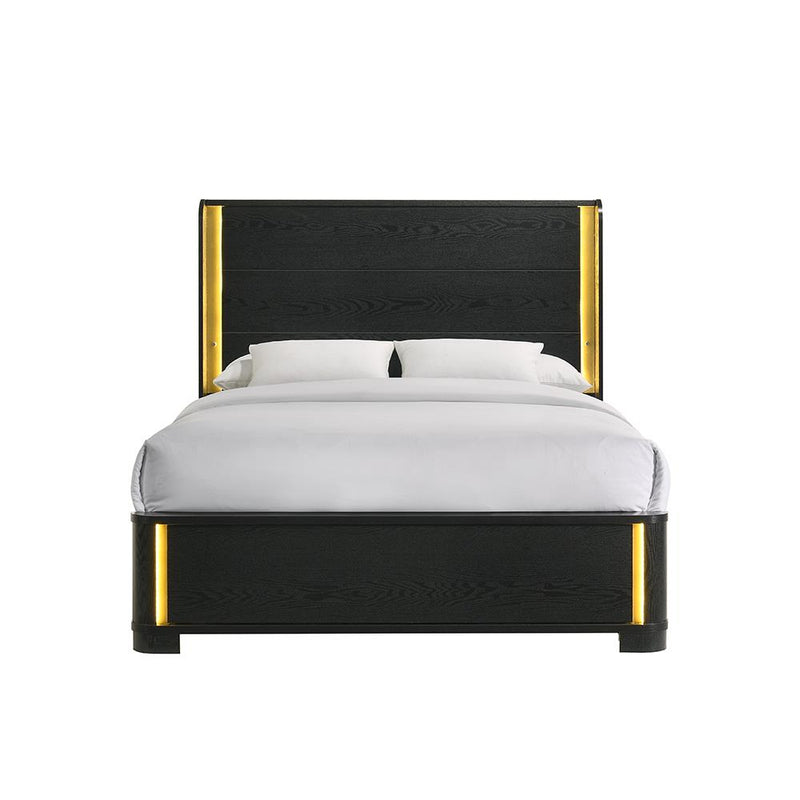 Olen - Black Panel Queen Bed with LED Light - B312-Q-Bed