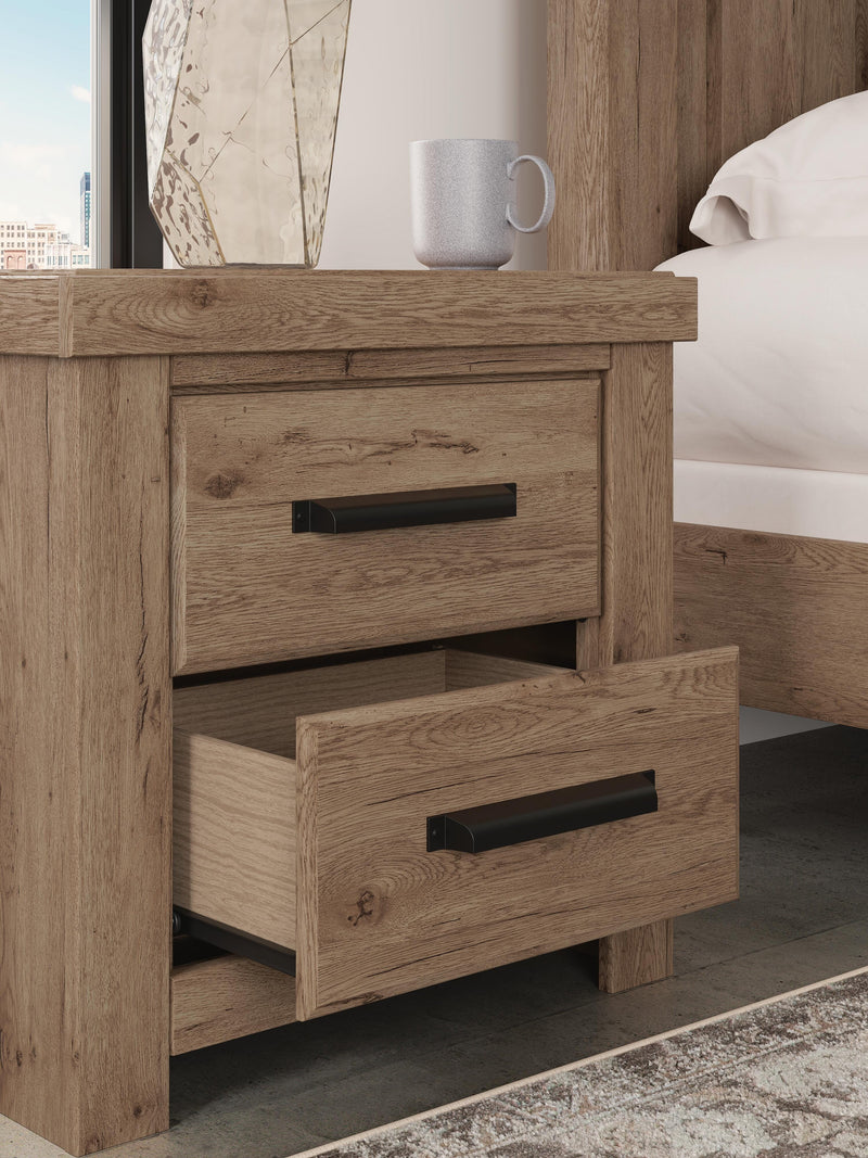 Oliandon King Panel Bed, Chest and Nightstand in Light Brown - PKG025183