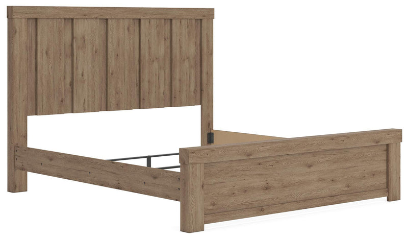 Oliandon King Panel Bed, Dresser and Mirror in Light Brown - PKG025180