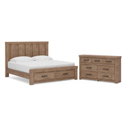 Oliandon King Panel Storage Bed and Dresser in Light Brown - PKG025213