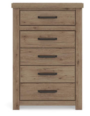 Oliandon King Panel Storage Bed, Chest and Nightstand in Light Brown - PKG025209