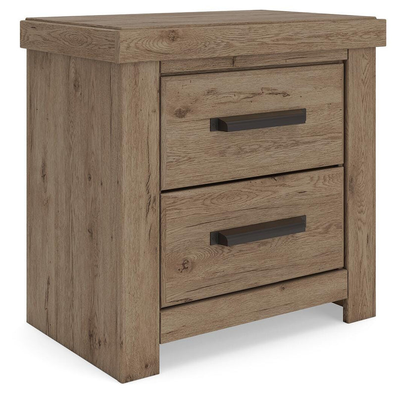 Oliandon King Panel Storage Bed, Chest and Nightstand in Light Brown - PKG025209