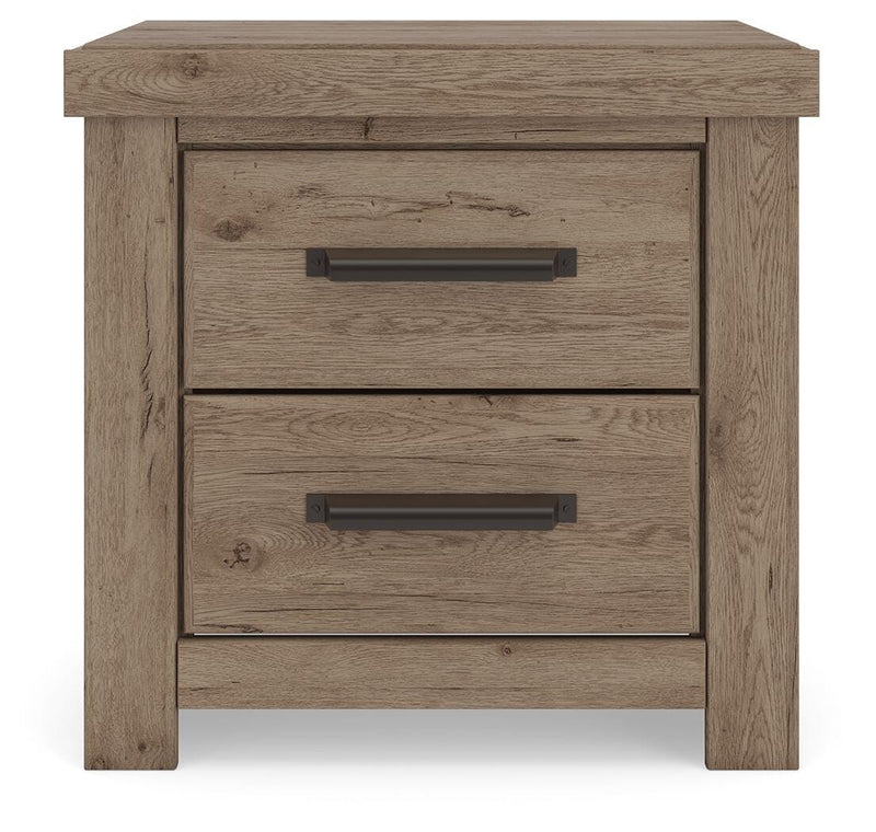 Oliandon King Panel Storage Bed, Chest and Nightstand in Light Brown - PKG025209