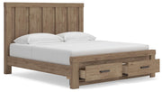 Oliandon King Panel Storage Bed, Chest and Nightstand in Light Brown - PKG025209