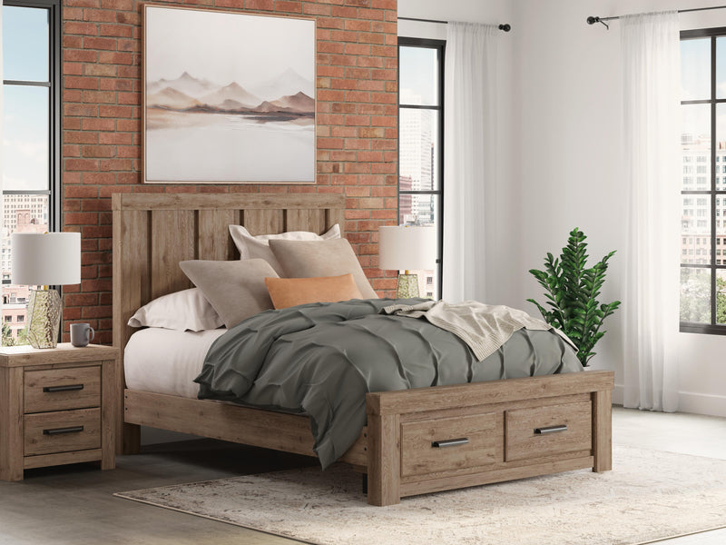 Oliandon Light Brown Queen Panel Storage Bed - PCB2844B4