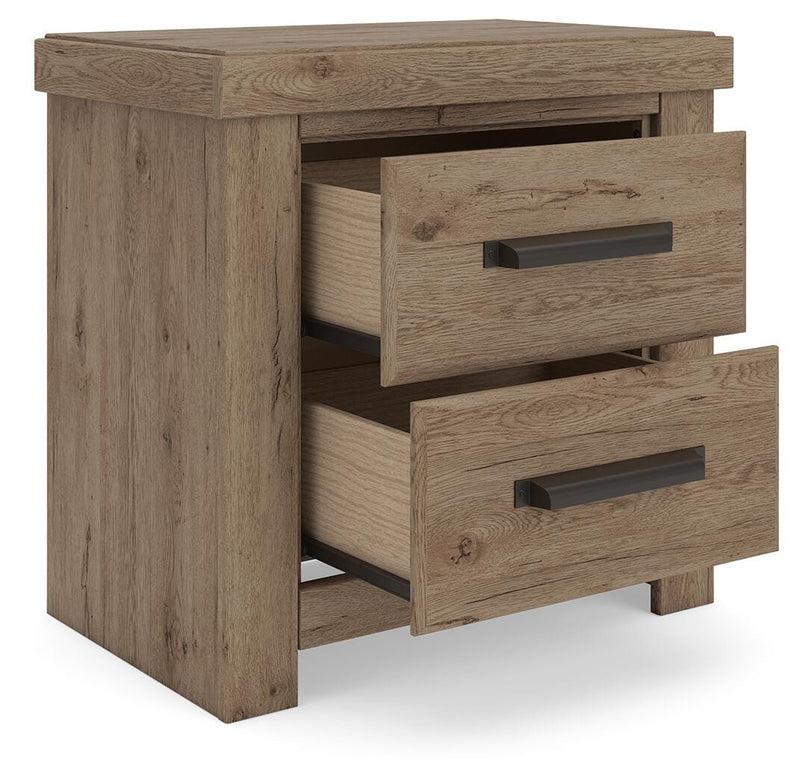 Oliandon Queen Panel Bed, Chest and Nightstand in Light Brown - PKG025164