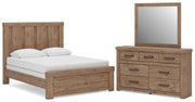 Oliandon Queen Panel Bed, Dresser and Mirror in Light Brown - PKG025157
