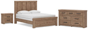 Oliandon Queen Panel Bed, Dresser and Nightstand in Light Brown - PKG025169