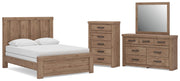 Oliandon Queen Panel Bed, Dresser, Mirror and Chest in Light Brown - PKG025166