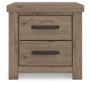 Oliandon Queen Panel Bed. Dresser, Mirror and Nightstand in Light Brown - PKG025165
