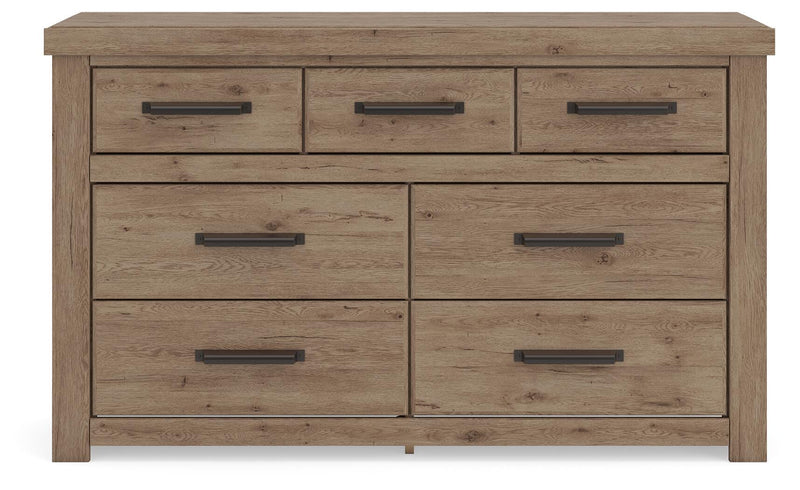 Oliandon Queen Panel Storage Bed and Dresser in Light Brown - PKG025178