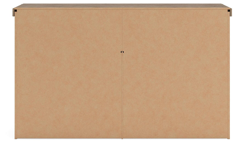 Oliandon Queen Panel Storage Bed and Dresser in Light Brown - PKG025178