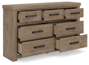 Oliandon Queen Panel Storage Bed and Dresser in Light Brown - PKG025178
